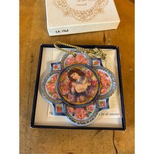 Edna Hibel 1992 Christmas Rose 4” Porcelain Ornament 2nd In Series COA #1465 Box